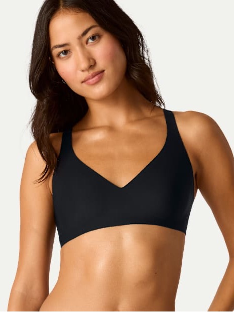 Bombas No Show Plunge Bralette Seamless Wireless Bra - Black Womens Large